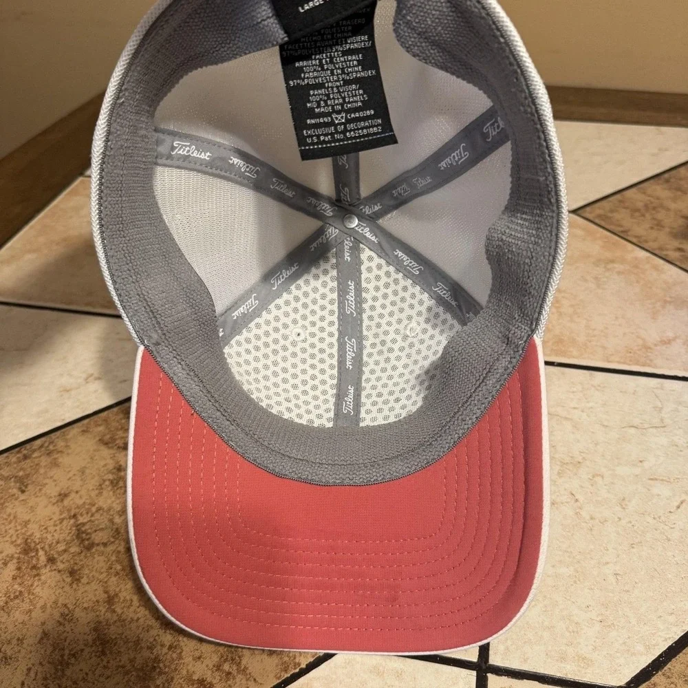 Titleist Hat‎ Cap Fitted Mens Large White Mesh Back Pro V1 Golf New Era